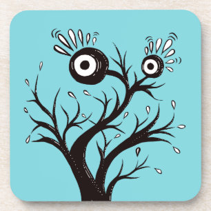 Posavasos Dibujo extraño de la tinta del monstruo del árbol