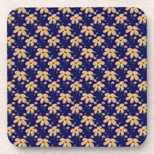Posavasos Dibujo floral amarillo (Frente)