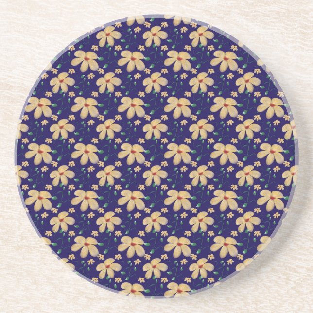 Posavasos Dibujo floral amarillo (Frente)