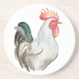 Posavasos Dibujo manual de acuarela de un gallo