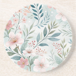 Posavasos Dibujo pastel con patrón de flores