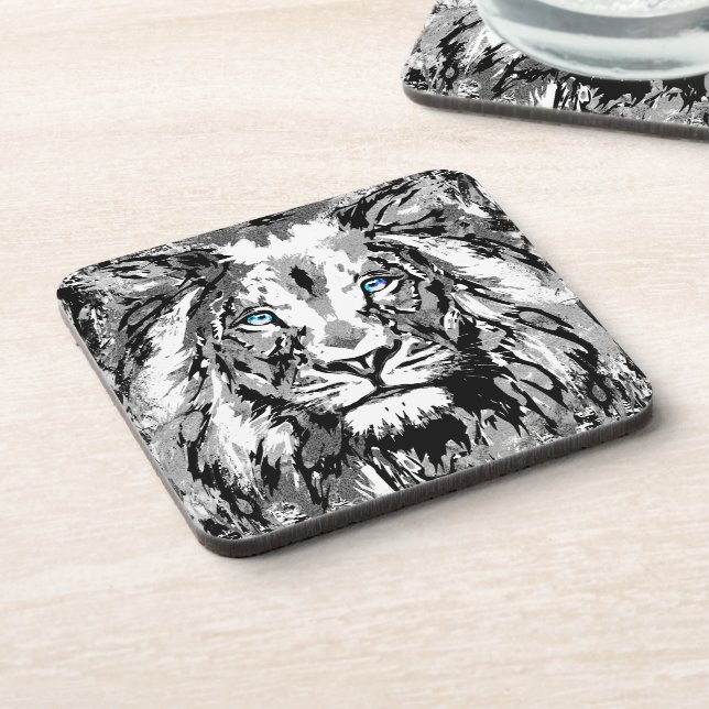 Posavasos Dibujo Retrato De León Gris - Astras De León (Lado Izquierdo)