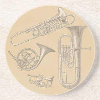 Posavasos Dibujos del vintage de los instrumentos de cobre