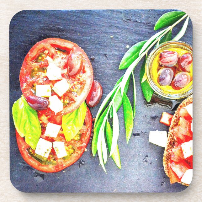 Posavasos "Dieta griega y mediterránea", foto corta. ¡Hazte  (Frente)