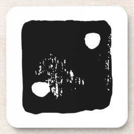 Posavasos Dígitos en blanco y negro #2 Rústico Linocut