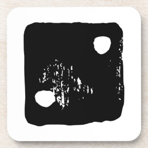 Posavasos Dígitos en blanco y negro #2 Rústico Linocut