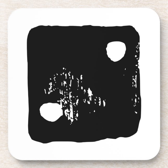 Posavasos Dígitos en blanco y negro #2 Rústico Linocut (Frente)