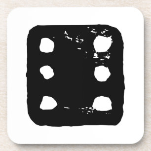 Posavasos Dígitos en blanco y negro #6 Rústico Linocut