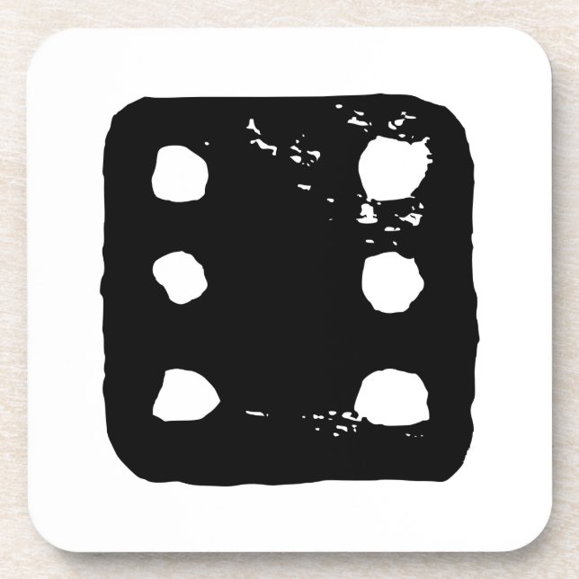 Posavasos Dígitos en blanco y negro #6 Rústico Linocut (Frente)