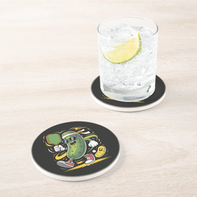 Posavasos Dill pickle jugando pickleball (Lado)