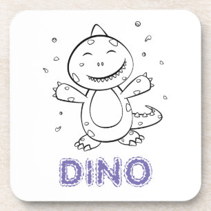 Posavasos Dinosaurio - Animal de arte esbozado en blanco y n
