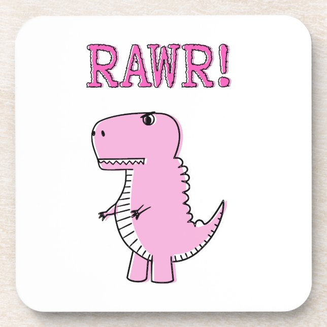 Posavasos Dinosaurio T-Rex, Personalizado Rosa Cuto Y Enojad (Frente)