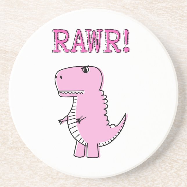 Posavasos Dinosaurio T-Rex, Personalizado Rosa Cuto Y Enojad (Frente)
