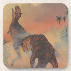 Posavasos Dinosaurios antiguos, Carnotaurus rugiendo en la s