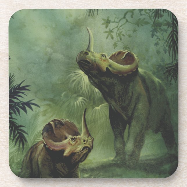 Posavasos Dinosaurios antiguos, Centrosaurus en la selva (Frente)
