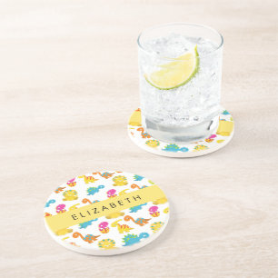Posavasos Dinosaurios Cutos, Patrón De Dinosaurios, Tu Nombr