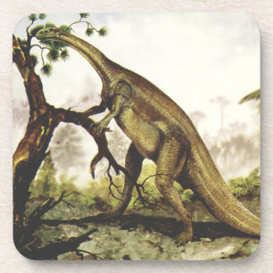 Posavasos Dinosaurios Vintage, Plateosaurus Pastando en Árbo
