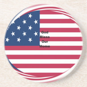 Posavasos Dios bendiga nuestro hogar: Arte Swirl Bandera de 