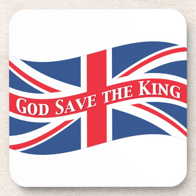 Posavasos Dios salve al rey con Union Jack (Frente)