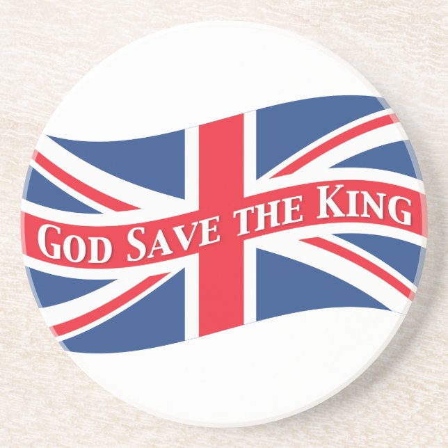Posavasos Dios salve al rey con Union Jack (Frente)