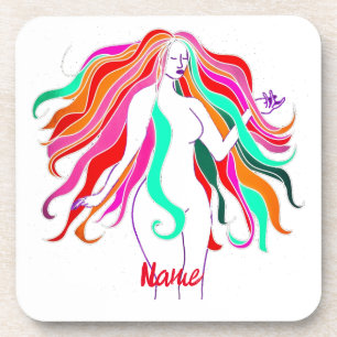 Posavasos Diosa multicolor de pelo largo Thunder_Cove