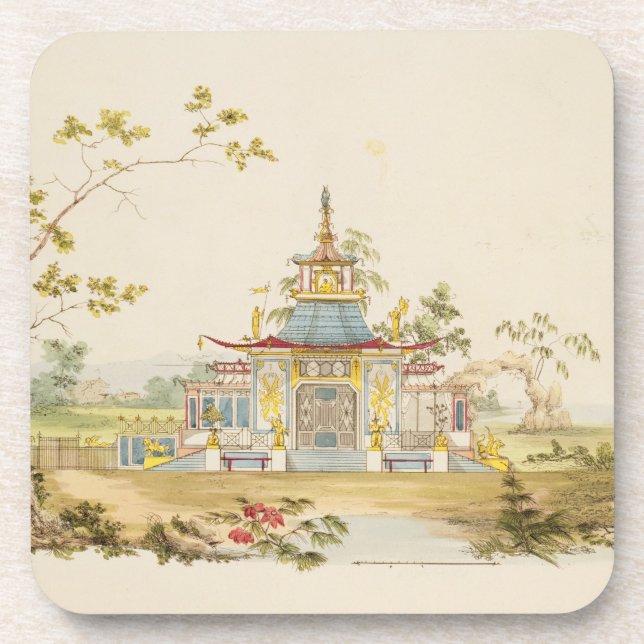 Posavasos Diseñe para un templo chino, c.1810 (pluma y tinta (Frente)