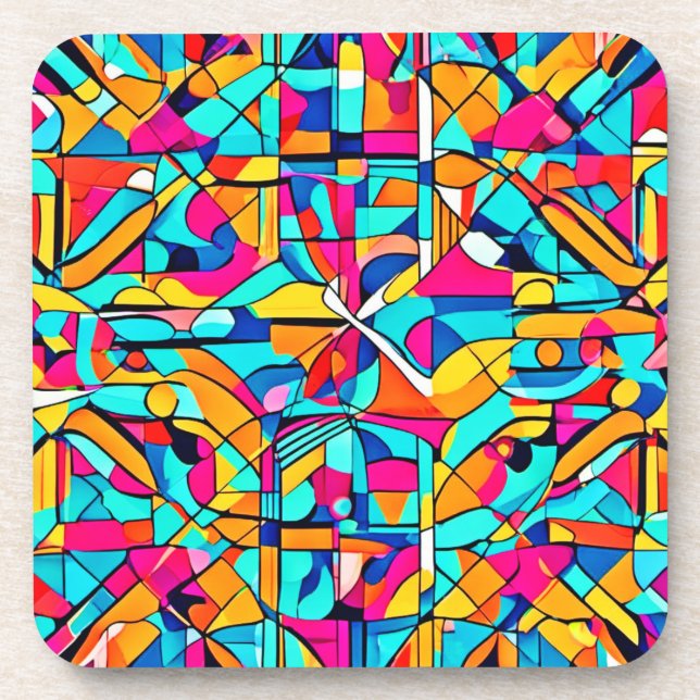 Posavasos Diseño abstracto colorido (Frente)