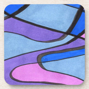 Posavasos Diseño abstracto de flujo suave en violeta azul ro