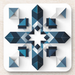 Posavasos Diseño abstracto geométrico en azul y blanco
