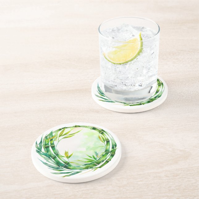 Posavasos Diseño acuático de bambú (Lado)