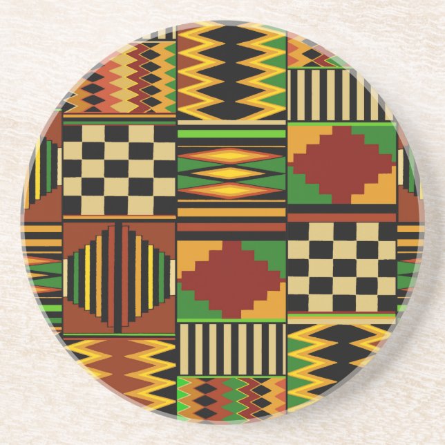 Posavasos Diseño africano de tela Kente real (Frente)