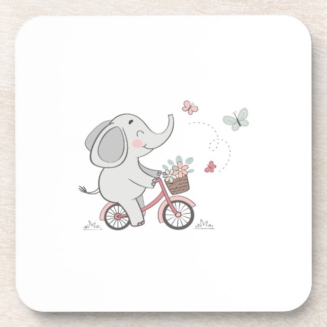 Posavasos Diseño animal de elefante caprichoso en bicicleta  (Frente)