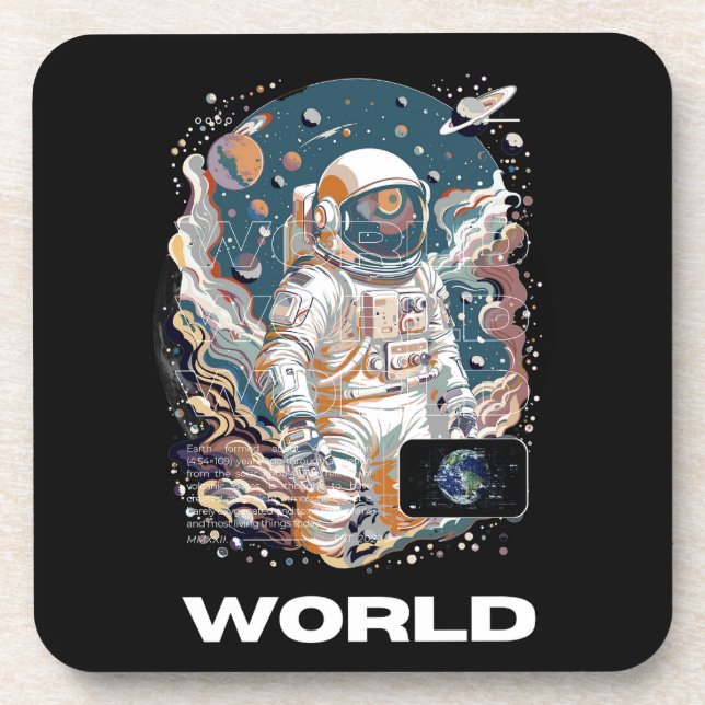 Posavasos Diseño astronauta mundial (Frente)