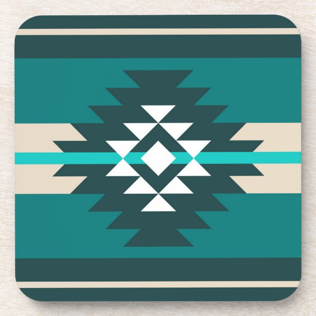 Posavasos Diseño azteca de color turquesa (Frente)