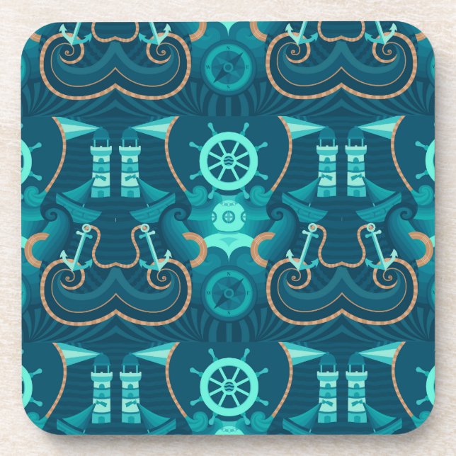 Posavasos Diseño azul náutico (Frente)