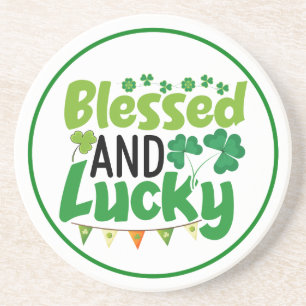 Posavasos Diseño Bendito y Afortunado del Día de San Patrici
