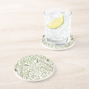 Posavasos Diseño botánico de mármol moderno