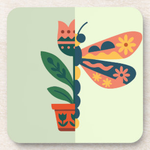 Posavasos Diseño caprichoso de libélula floral