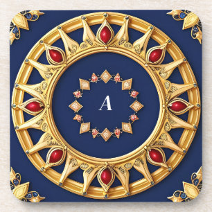 Posavasos Diseño Circular Dorado Ornamental