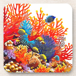 Posavasos Diseño colorido de vida marina submarina