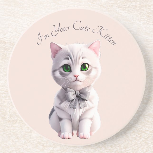 Posavasos Diseño con un lindo gatito gris (Frente)