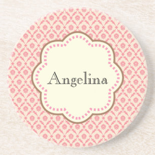 Posavasos Diseño damasco en rosa