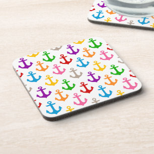 Posavasos Diseño de Ancla de Barco Colorida Blanco 