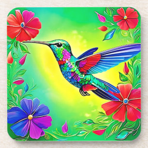 Posavasos Diseño de arte de Hummingbird Floral