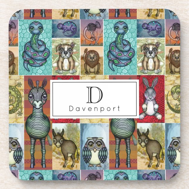 Posavasos Diseño de arte folclórico de colección animal pers (Frente)