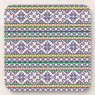 Posavasos Diseño de arte folclórico multicolor tribal
