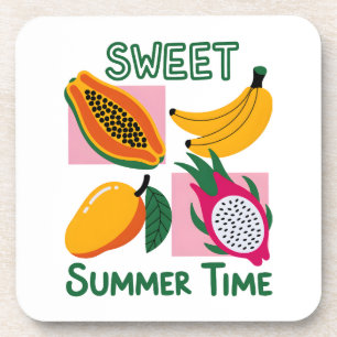 Posavasos Diseño de arte pop de frutas tropicales de verano