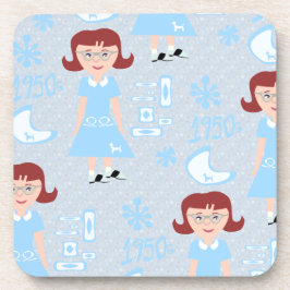 Posavasos Diseño de arte retro con el patrón Chica Sassy Fif