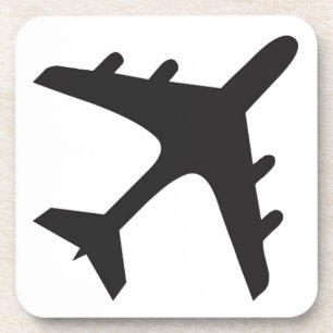 Posavasos Diseño de avión simple y blanco negro