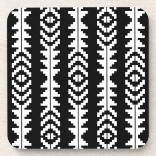 Posavasos Diseño de boho geométrico en blanco y negro
